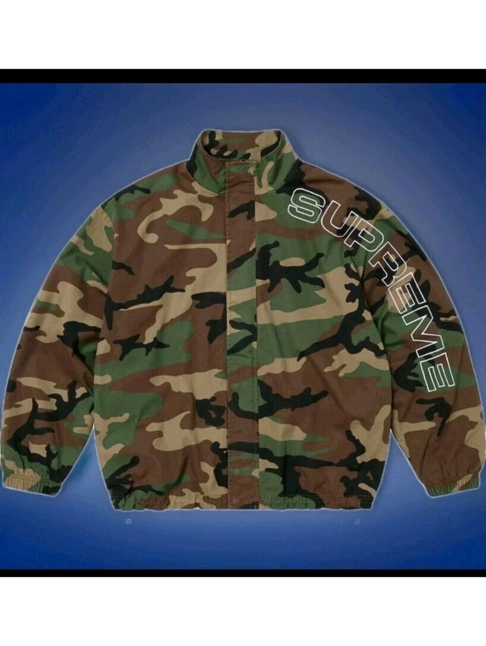 Supreme Spellout Embroidered Ripstop Track Jacket Woodland Camo Size Medium